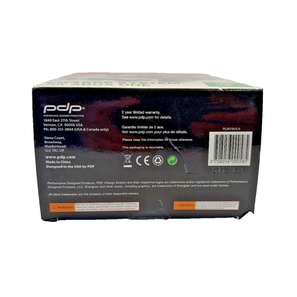 XBOX ONE BLACK DUAL CONTROLLER PDP GAMING ENERGIZER CHARGE SYSTEM NEW IN BOX